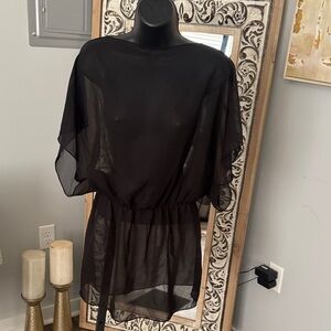 Sheer Black Tunic Blouse